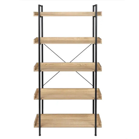 BukkitBow staande boekenplank met 5 planken, water- en krasbestendig, eenvoudige montage, geschikt voor alle ruimtes, afmetingen 91x25,5x173cm.