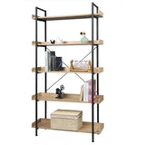 BukkitBow staande boekenkast met 5 water- en krasbestendige planken, eenvoudig te monteren, geschikt voor alle ruimtes, afmetingen 91x25,5x173cm.