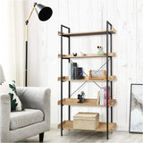 BukkitBow staande boekenkast met 5 planken, water- en krasbestendig, eenvoudig te monteren, geschikt voor alle ruimtes, 91x25,5x173cm.