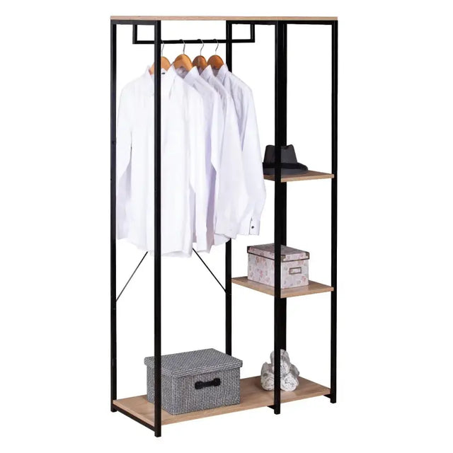 BukkitBow staande kapstok met houtenkap, ophanghaak voor jassen en schoenenplank, modern en functioneel design