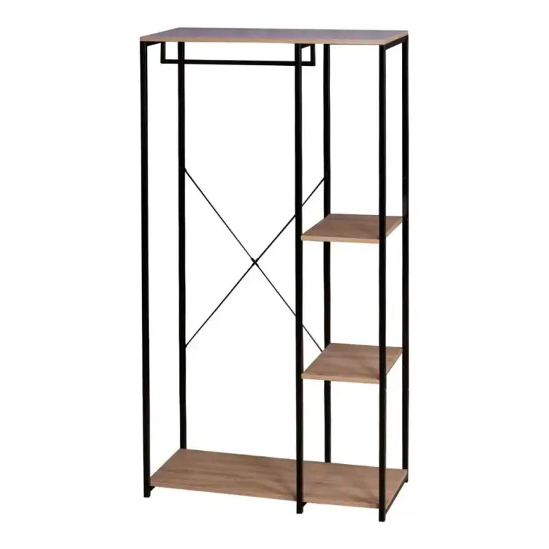 BukkitBow staande kapstok met houten planken, ophanghaken voor jassen en schoenenplank in een moderne inkomhal