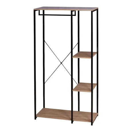 BukkitBow staande kapstok met houten planken, ophanghaken voor jassen en schoenenplank in een moderne inkomhal