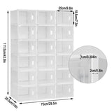 Witte BukkitBow stapelbare schoenendozen met transparante vakken en deurtjes, ideaal als sneaker organizer, set van 8, 12 of 18.