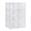 BukkitBow stapelbare schoenendozen set van 8, 12 of 18 met transparante vakken en deurtjes, wit sneaker organizer schoenenrek