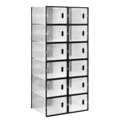Transparant schoenenrek van BukkitBow met stapelbare schoenendozen voor sneakers, overzichtelijk en ruimtebesparend organizer.