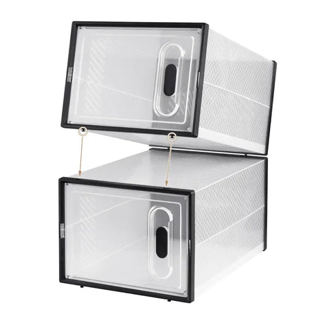Transparant BukkitBow schoenendozen stapelbare organizer voor sneakers, ideaal voor overzichtelijke schoenenopslag.