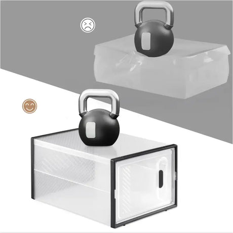 Transparante BukkitBow schoenenrek met stapelbare schoenendozen, sneaker organizer, overzichtelijk en ruimtebesparend design
