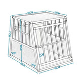 Stevige aluminium/MDF hondenkooi van BukkitBow, trapeziumvormig met volledige doorkijk en ventilatie, 71x85x65cm.