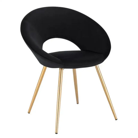 BukkitBow Eetkamerstoel met fluwelen bekleding, ergonomisch ontwerp en zithoogte van 47 cm, geschikt voor verschillende eetruimtes.