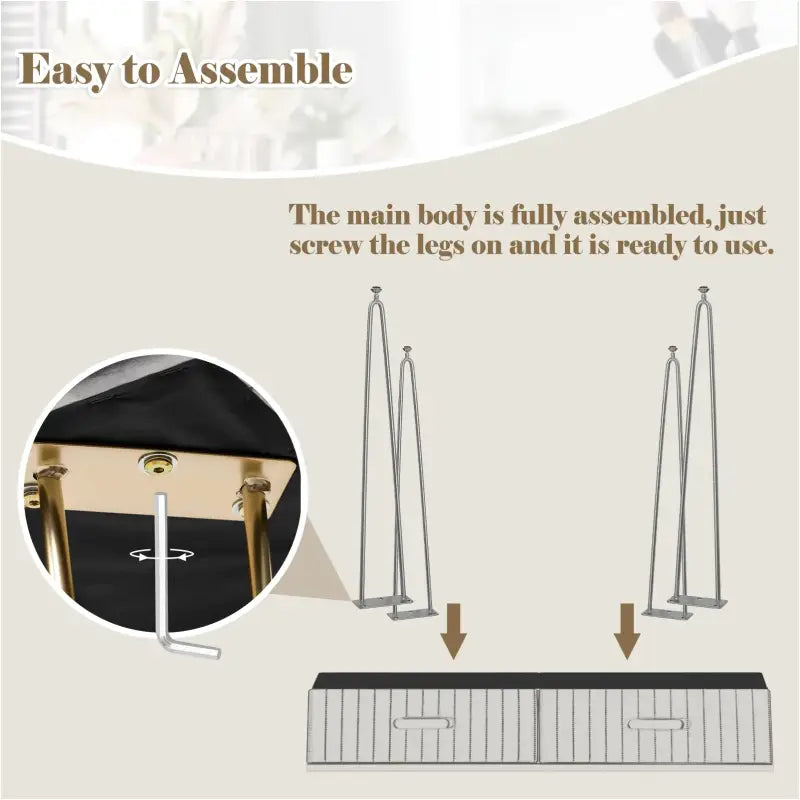 BukkitBow stijlvolle kaptafel set met spiegel en kruk, metalen frame, fluweel bekleding en gouden details, afmetingen 80x77,5x40 cm