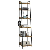 BukkitBow ladderplank/kast in houten design, 41x187x36 cm, met extra opberghaken en stabiel ontwerp voor boeken en spullen.