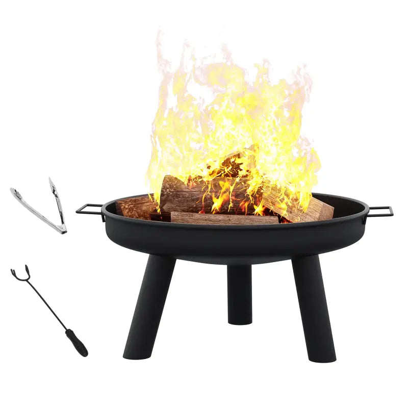 BukkitBow terras vuurkorf in zwart, hittebestendige coating, 61 cm doorsnede, geschikt voor camping en barbecuegebruik.