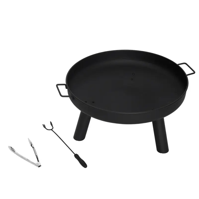 BukkitBow terras vuurkorf in zwart, 61 cm doorsnede, hittebestendige coating, geschikt voor camping en barbecue.