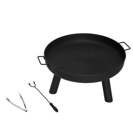 BukkitBow terras vuurkorf in zwart, 61 cm doorsnede, hittebestendige coating, geschikt voor camping en barbecue.