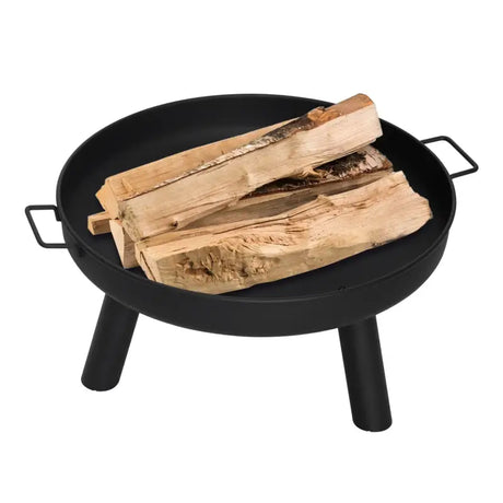 BukkitBow terras vuurkorf in zwart, hittebestendige coating, 61cm doorsnede, ideaal voor camping en buitenbarbecue.
