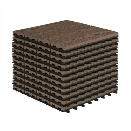 Set van 11 BukkitBow terrasplanken met houtlook, snel klik-systeem, diverse kleuren, 30x30cm voor vlonder of terras.