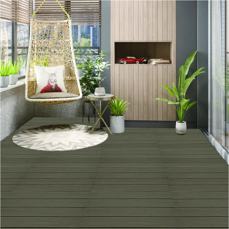 BukkitBow terrasplanken in houtlook met snel klik systeem, set van 6 stuks, 30x60cm in diverse kleuren voor terras of vlonder.