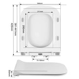 BukkitBow toiletbril met softclose, vierkante antbacteriële toiletzitting, premium toiletbril voor hygiënisch en stil gebruik