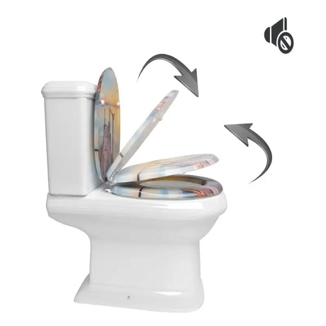 BukkitBow toiletbril met softclose en antibacteriële print, comfortabele toiletzitting met antislip en zachte sluiting