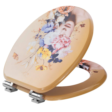 BukkitBow toiletbril met softclose, waterafstotend en antibacterieel, met print, geschikt voor toiletzitting, V7 model.