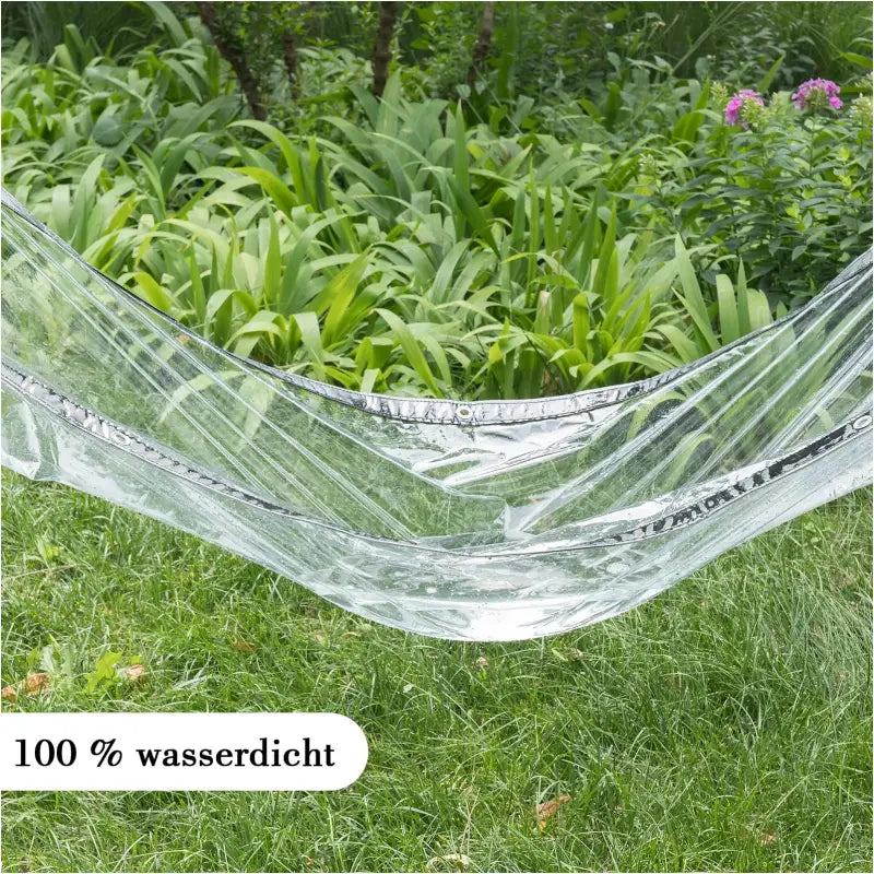 Transparant waterdicht PVC dekzeil van BukkitBow met aluminium oogjes, geschikt voor verschillende afmetingen, 380g/m².