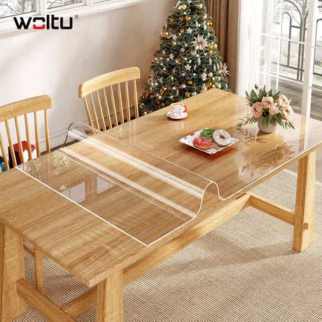 Transparant BukkitBow PVC tafelzeil van 2mm dikte, kristalhelder tafelbeschermer voor bescherming en elegantie.