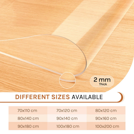Transparant BukkitBow PVC tafelzeil van 2mm dikte, kristalhelder en beschermend voor tafel, ideaal voor bescherming en decoratie.