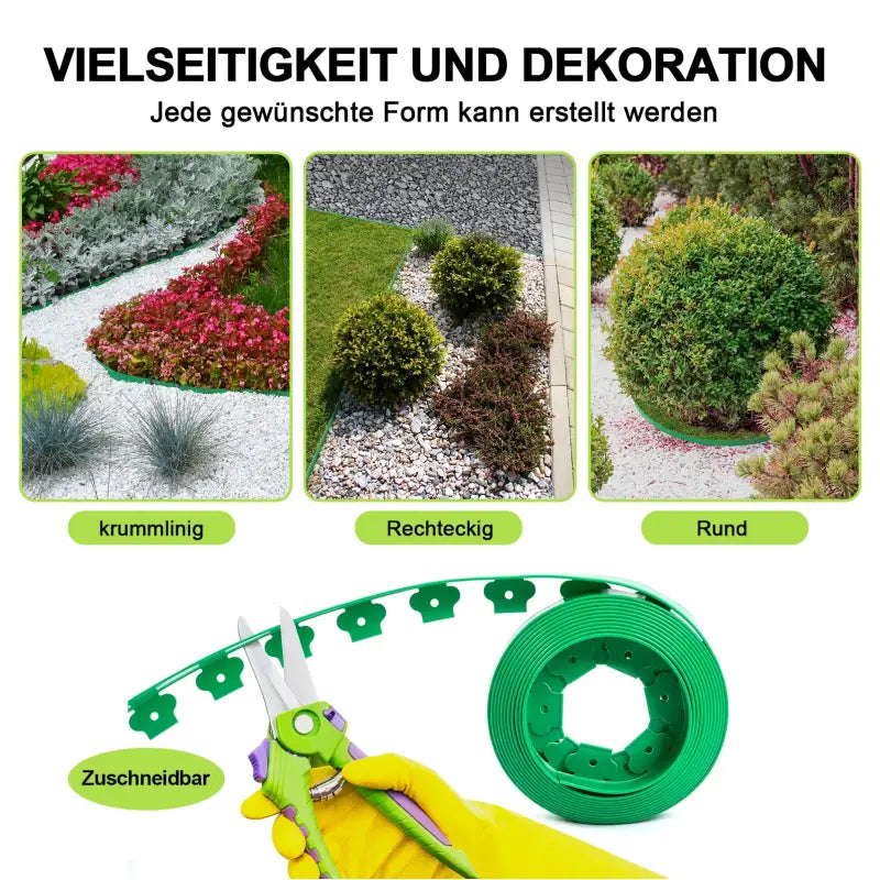 BukkitBow tuinrand, flexibele gazonrand in diverse kleuren, UV- en weerbestendig, 10 m lang met montagemateriaal.
