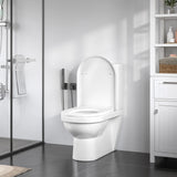 U-vormige toiletbril van BukkitBow, kunststof, soft-close, universeel en duurzaam, zichtbaar op de afbeelding.