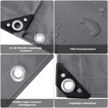 BukkitBow universeel PVC afdekzeil met gegalvaniseerde oogjes, UV-bestendig, waterdicht en geschikt voor bescherming van objecten