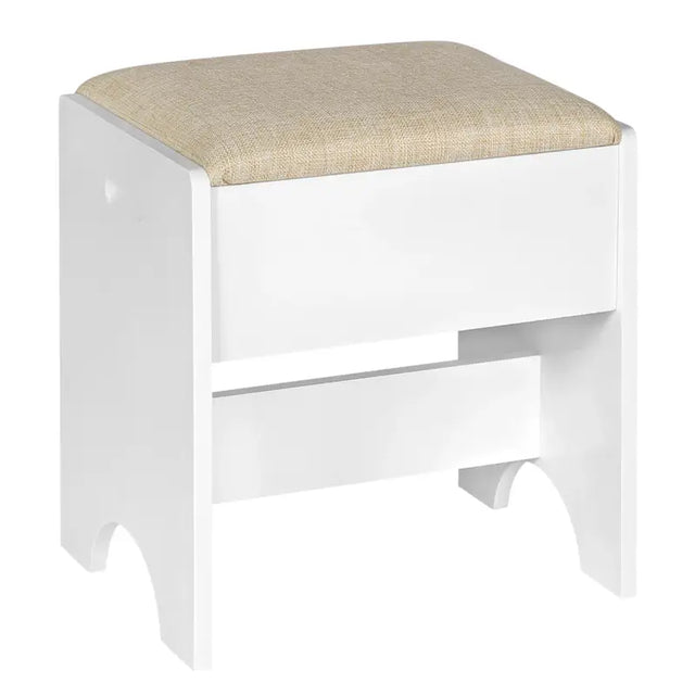 BukkitBow veelzijdige kaptafelkruk met linnen bekleding, schuimvulling en MDF-constructie, 40x30x45cm, tot 150kg draagvermogen