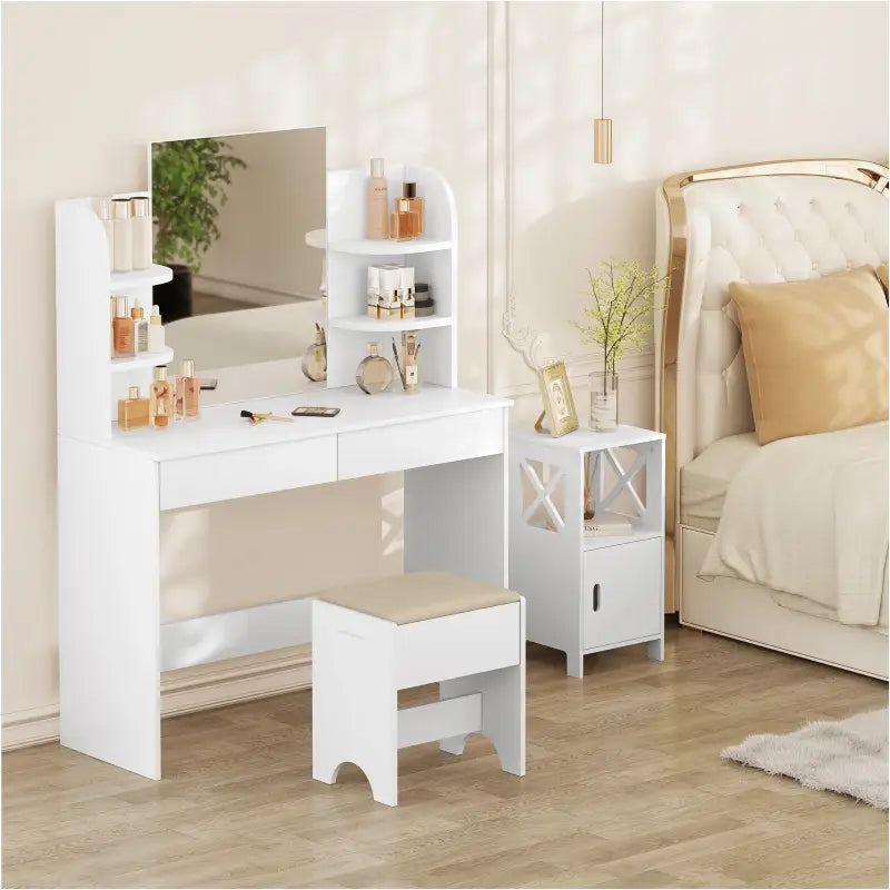 BukkitBow kaptafel kruk met linnen bekleding, schuimvulling en MDF, 40x30x45cm, tot 150kg draagkracht, moderne zitkruk