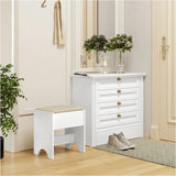 BukkitBow veelzijdige kaptafel kruk met linnen bekleding, schuimvulling en MDF constructie, 40x30x45cm, draagvermogen 150kg