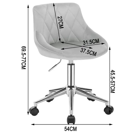 Velvet BukkitBow bureaustoel voor kinderen, ergonomisch, in hoogte verstelbaar, met zachte fluwelen bekleding.