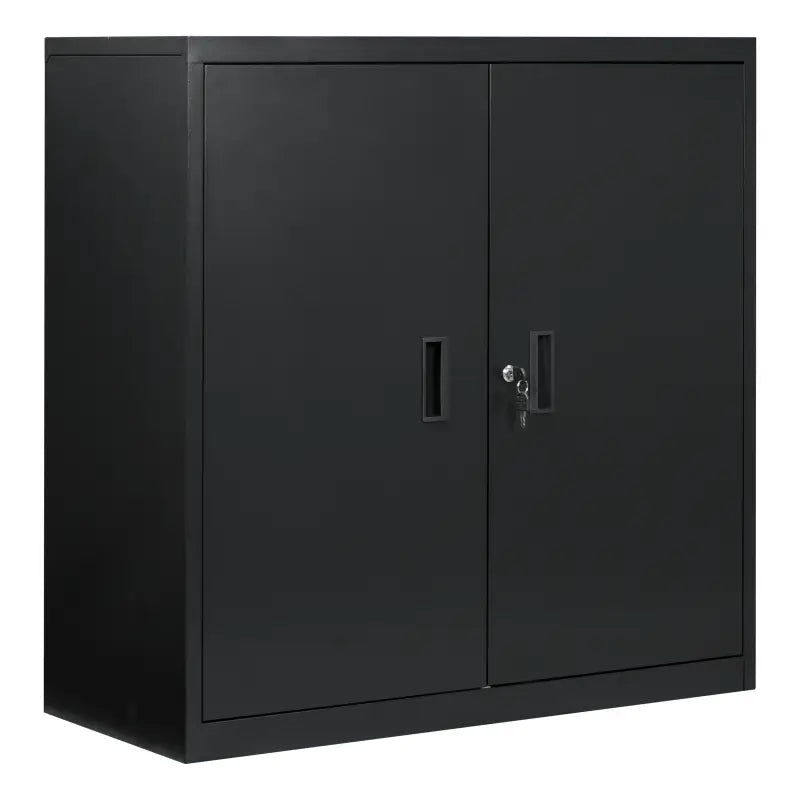 BukkitBow vergrendelbare metalen archiefkast met dubbele deuren en verstelbare planken, 90x92x40 cm, voor kantooropslag