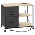 Verrijdbare houten archiefkast van BukkitBow met laadstation voor efficiënt archiveren en opladen van apparaten.