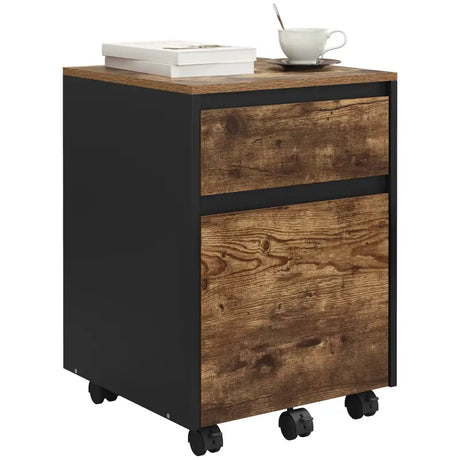 BukkitBow verrijdbare archiefkast met lades, hout met melamine fineer, anti-kantel wielen en ruime opslag, 40x56x40 cm