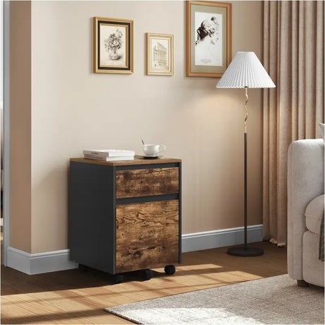 BukkitBow verrijdbare houten archiefkast met lades, melamine fineer, anti-kantel wielen en ruime opslag, afm. 40x56x40 cm.