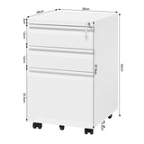 Verrijdbare metalen archiefkast van BukkitBow met slot en 3 laden voor veilig archiefopslag.