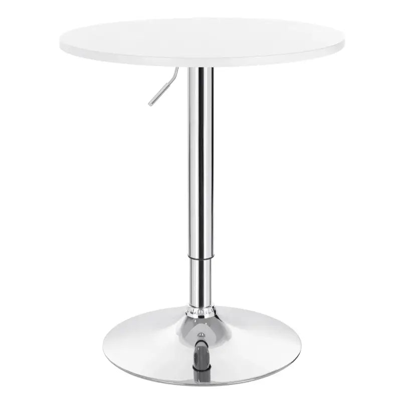 Verstelbare BukkitBow bartafel met MDF en metaal, zwarte en witte kleuren, 60 cm doorsnede met stabiele chrome basis.