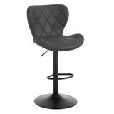 BukkitBow velvet barkruk met rugleuning en voetsteun, 360° draaibaar, verstelbare hoogte, moderne barstoel.