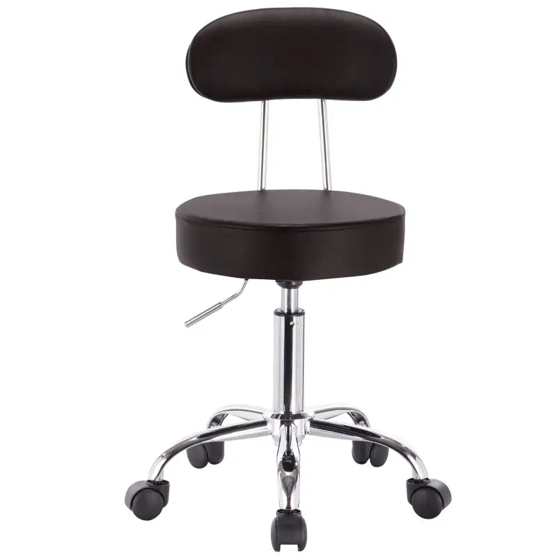 BukkitBow verstelbare kunstleren bureaustoel met verchroomd stalen frame, ergonomisch design en 360° draaibaar, tot 100 kg draagkracht.
