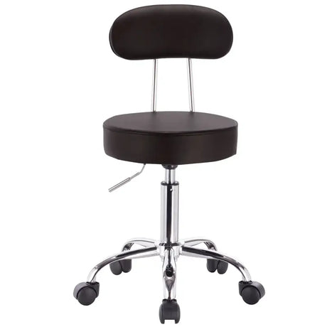 BukkitBow verstelbare kunstleren bureaustoel met verchroomd stalen frame, ergonomisch design en 360° draaibaar, tot 100 kg draagkracht.