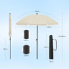 BukkitBow verstelbare parasol met kantelfunctie en draagtas, biedt UPF 50+ zonbescherming, zichtbaar op de afbeelding.