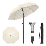 BukkitBow verstelbare ronde parasol met kantelfunctie en draagtas, ideaal voor schaduw en bescherming in de tuin.