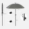 BukkitBow verstelbare ronde parasol met kantelfunctie en draagtas, biedt schaduw en bescherming tegen de zon.
