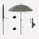 BukkitBow verstelbare ronde parasol met kantelfunctie en draagtas, geschikt voor buitengebruik, in neutrale kleuren
