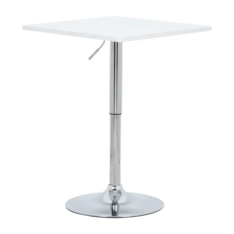 BukkitBow vierkante bartafel met verstelbare hoogte, zwart of wit, 60cm diameter, perfect voor moderne horecainrichting