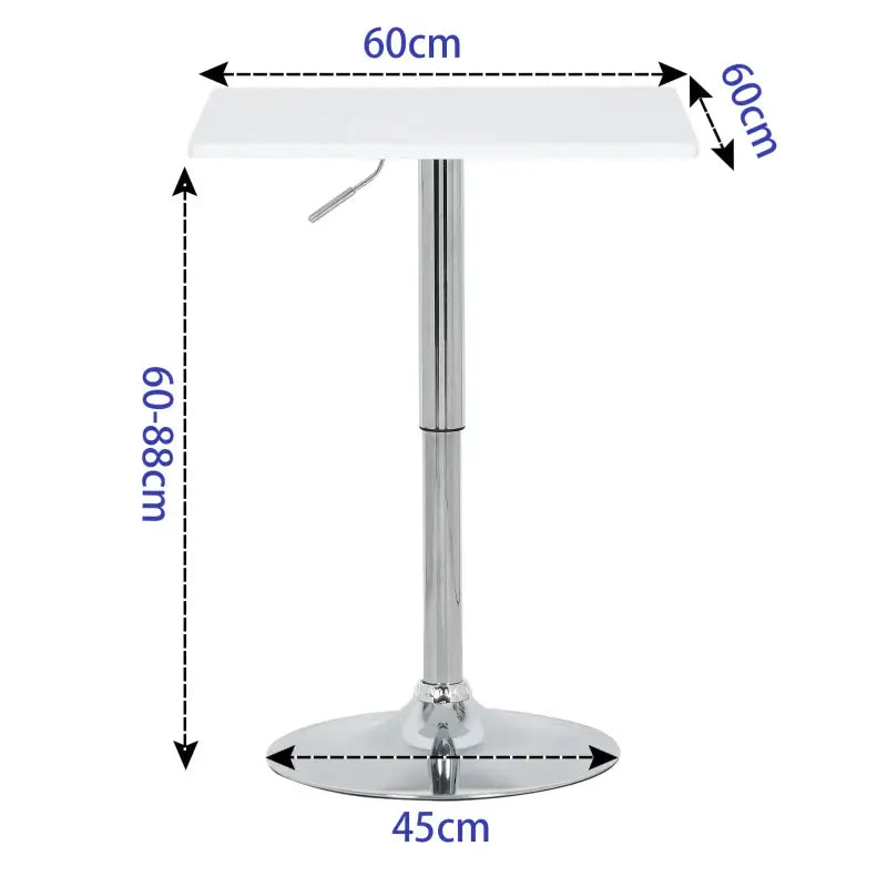 BukkitBow vierkante verstelbare bartafel in zwart of wit, 60cm diameter, geschikt voor bar of woonkamer, moderne design.