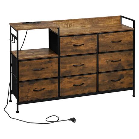 BukkitBow vintage dressoir met opbergruimte, stopcontact, stabiel en lichtgewicht, afmetingen 132x88x30cm, duurzaam en veelzijdig.